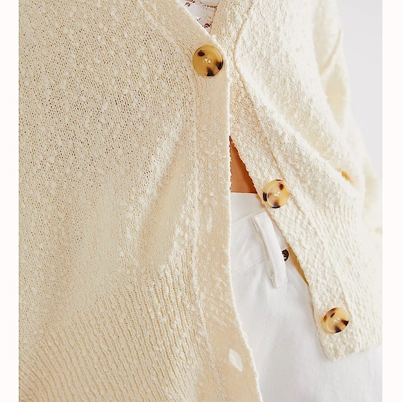 Free People Found My Friend Cardi Jacket Sweater Cardigan Cream NWT Large $78 - Picture 5 of 7